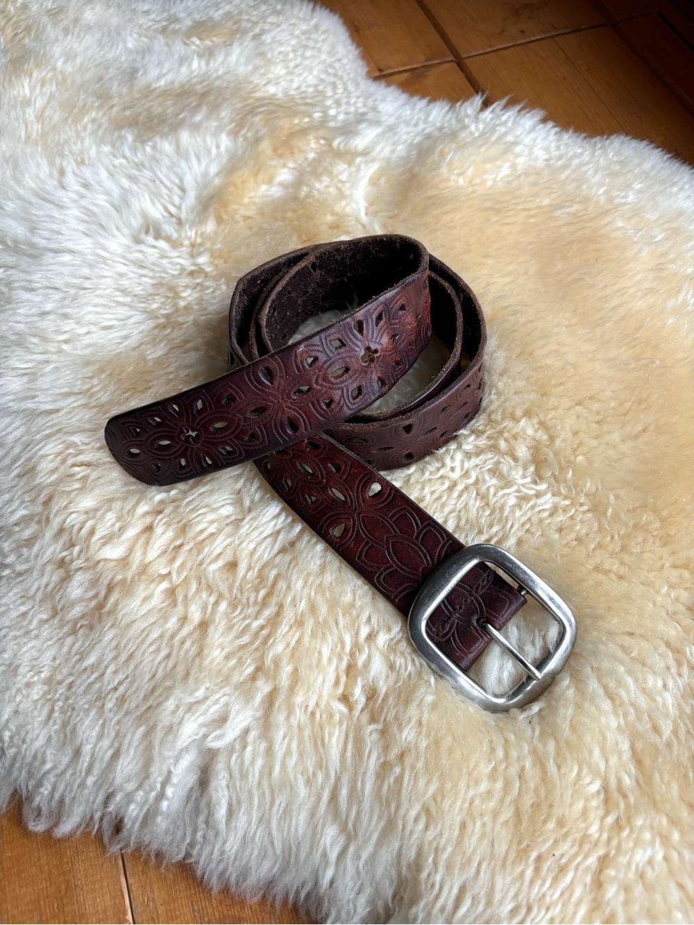 Vintage Tooled Leather Belt